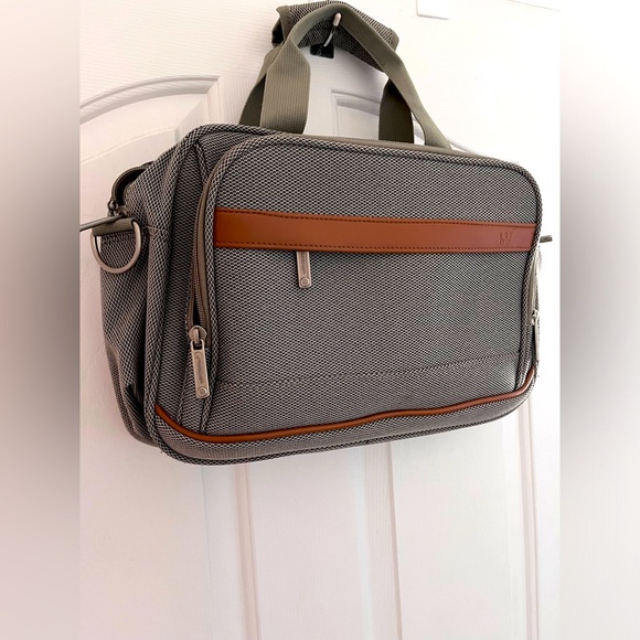 Woven Fabric with Leather Luggage Bag - Picture 1 of 5